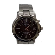 SEIKO Men's Watch Solar Analog Stainless Steel BLK SLV 7B52-0AF0 Direct from Japan Secondhand