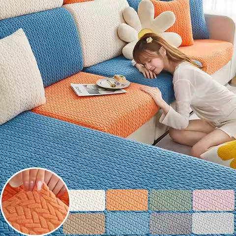 Thick Jacquard Sofa Seat Cushion Cover Elastic Sectional Sofa Slipcover L-shape Corner Sofa Couch Co