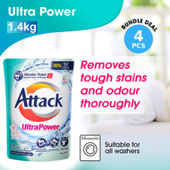 [Bundle Of 4] Attack Ultra Power Liquid Laundry Detergent Refill 1.4kg