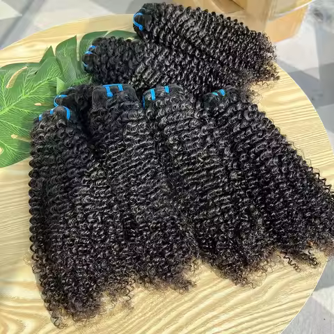 18A Kinky Curly Human Hair Bundles Extensions Weave #1B Natural Color 30 Inch Full 100% Unprocessed 