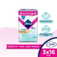 LIBRESSE SensitiV Value Pack Pad Maxi Wings 24cm 3 x 16 Pads Big Value Pack
