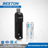 Beston AAAA(4A) 1.2V Battery 2Pcs + 1pc USB Battery Charger for AA/AAA/AAAA Set