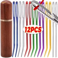 Big Eye Curve Bent Knitting Crochet Needle Durable Stainless Steel Blunt Embroidery Needles Set DIY 