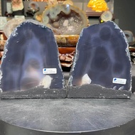ready stock in malaysia🇲🇾couple agate stone 💯natural from Brazil 🇧🇷🔮天然玛瑙对洞 玛瑙眼 方解石共生 边部绿幽灵  左高: 17.5