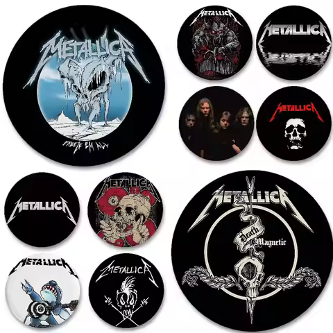 Music Cool M-Metallica Badges Tinplate Soft Button Pin Brooch Metal Badge Custom Jewelry Accessories