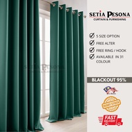 B12 Ready Made Curtain100%Blackout Siap Jahit Langsir (Free Hook/Ring)Langsir RAYA Kain Tebal 100%Po