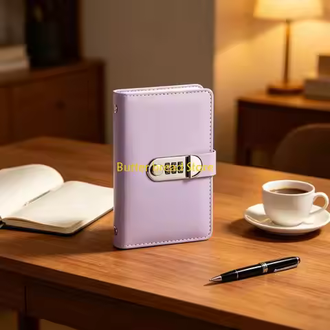 W89C 100 Pockets Cash Organiser Notebook Password Lock Money Collection Album for Cash Bill Receipts