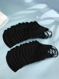 10入組/套時尚3D立體一次性口罩黑色素色女士口罩透氣防塵口罩適用於日常生活