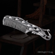 Pure Silver Practical Long Handle Mother Gift Comb for Wife Holiday Wholesale Comb S999 Dual-use Pur