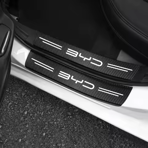 4Pcs Car Stickers Threshold Strip Carbon Fiber For BYD M6 G3 G5 T3 13 F3 F0 S6 S7 E5 E6 L3 tang yuan
