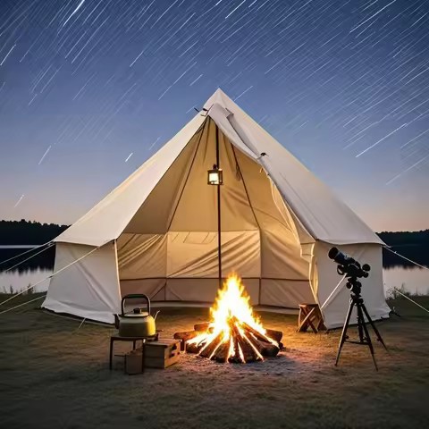 8 Person Mongolian Bag Tent with Four Seasons Camping Chimney Wood Stove Large Pyramid Hot Cooking O