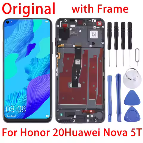 AMOLED LCD Screen For Honor 20 / Huawei Nova 5T Digitizer Full Assembly with Frame
