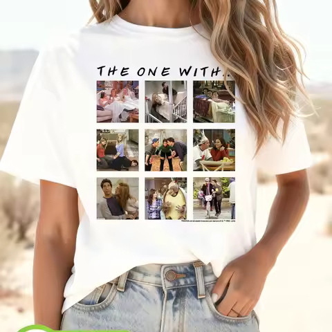 Women's Friends TV Show Iconic Characters T-Shirt Central Perk Gang Friends Print Rachel Ross Joey C