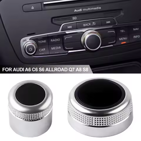 New Car Multimedia MMI Volume Knob Rotary Button Switch Cover For Audi A6 C6 S6 Allroad Q7 A8 S8 Men