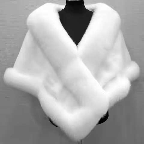 Women Faux Fox Fur Collar Bride Shawl Bridal Party Dress Wrap Accessories Winter Short Thick Warm Br