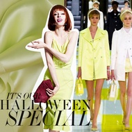 Hubu Shop Silk Crepe Satin - Fluorescent Green, 23m, 1.14m Wide, RM99/meter
