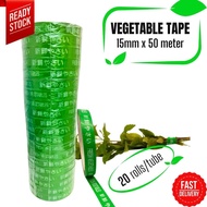 [1 TUBE] FRESH VEGETABLES TAPE 15mm x 50 meter 20 rolls/tube