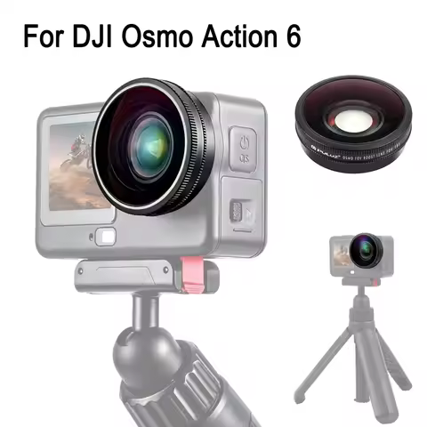 PULUZ 180° Wide Angle Glass Lens For DJI Osmo Action 6, For DJI Action 6 Camera 185 Degree Ultra-Wid