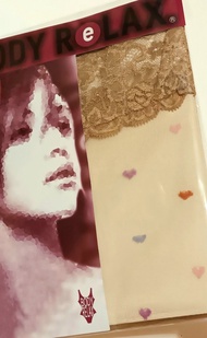 全新e body relax 【超透薄7D Thigh Hights 四個骨絲襪 性感LACE TOP/腳尖位全透明 *Thigh Highs 
Size: S~M
Col:  NATURAL BEI