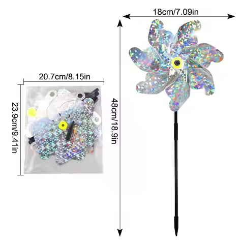 2pcs Creative Outdoor Garden Lawn Yard Decoration Bird Repellent Windmill Practical 7 Leaves DIY Bir
