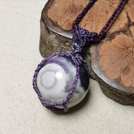 夢幻紫水晶球-蠟線編織與鉤織設計/項鍊可調整長度