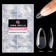 UNA GELLA Medium Almond Gel Nail Tips Half Matte 312pcs Almond Gel x Nails No C Curve Clear Almond F