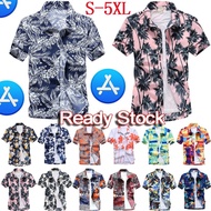 kemeja lelaki baju corak flora bunga daun pokok men shirt S-5XL tt55rt