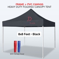 Black 8x8 Feet Full Set PVC Canvas Heavy Duty Folding Canopy Tent Kanopi Bazar Payung Pasar Malam Kh