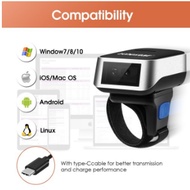 TROHESTAR Portable 2D Finger BarCode Reader 1D 2D Barcode Scanner - 1D