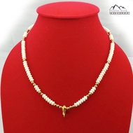 N38 Bone Necklace Size 6.3 Mm Length 20 Inches Gold Head Decoration Laser Beads Amulet Rope Use To H