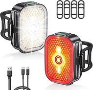 Bike Lights Set with Wide-Angle Reflectors, 8+6 Modes & Ultra-Light Bicycle Lights, IP65 Waterproof 