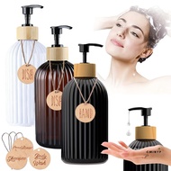 CMinYP 1/3pcs 500ML Striped Bottles For Shampoo, Body Wash, And Conditioner, Kitchen/Bathroom Soap D