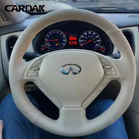 Full Black Leather Steering Wheel Cover for Infiniti G25 G35 G37 X30 EX35 EX37 Q40 Q60 QX50 2008-201