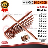 (MAROON) AEROFORCE S2 STEEEL LONG ARM HEX KEY ALLEN KEY 12MM 14MM
