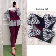 populer Lemora Set / Baju Muslim Wanita Terbaru 2021 / Stelan Murah /