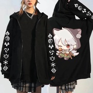 Genshin Impact Zipper Hoodies Kawaii Razor Cartoon Haed Poster Anime Graphic Streetwear Zipper Jacket