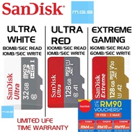 SANDISK MICROSD ULTRA/EXTREME CLASS 10 Micro SD Memory Card - 16GB/32GB/64GB/128GB. EXTREME PRO KING