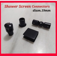 Shower Stabilizer Pipe Connector Clip [Matt Black] diam.19mm hole Fixed Wall SS304 Bracket 8~12mm Gl