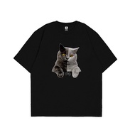 Otsky Men's Striped Cat Logo T-Shirt Cotton 24s X DT389BL