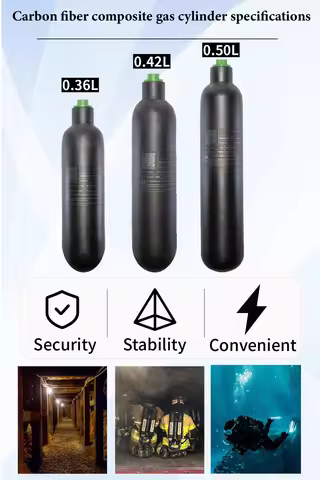 0.36L/360cc , 0.42L/420cc , 0.5L/500cc 4500PSI 300BAR 30MPA New Carbon Fiber Air Tank M18*1.5 HPA Hi
