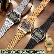 Retro Small Square Metal Watchband For CASIO A159w-n1 A158WA/168 LA670 AE-1200/W-218H/F84 Strap Stai