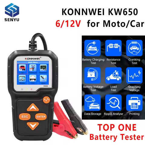 KONNWEI KW650 6 12V Car Moto Battery Tester System Analyzer Hybrid Electric Vehicles Test Tool AGM G