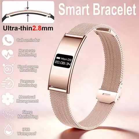 Women Men Ultra-thin 2.8mm Smart Bracelet Sports Fitness IPX8 Waterproof Heart Rate Sleep Monitoring
