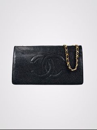 正品 Chanel vintage 荔枝皮壓紋woc