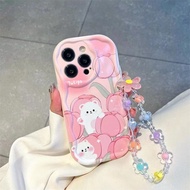 Ốp lưng Hàn Quốc vỏ cho Oppo Reno 11 12 Pro 12F 11F A3x A60 A78 A58 A36 có dây Chuỗi Hoa vỏ bọc hình