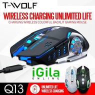 T-WOLF Rechargeable X8 Q13 Wireless Silent Colorful LED Backlit USB Gaming Mouse. LIKE M220 M185 M31