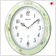 Seiko Clock Wall Clock Nature Sound 12 types Radio wave Analog Time announcement switchable Light green pattern Gloss RX214M SEIKO