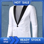 DL Spring Autumn Men Blazer Color Block Long Sleeve Turndown Collar One Button Slim Suit Jacket for Office