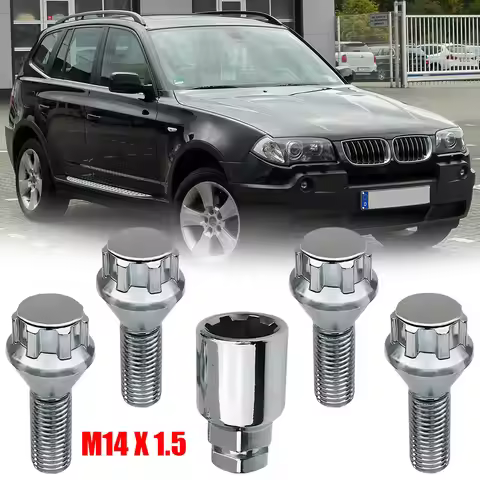 Chrome 14x1.5 Cone Seat Lug Bolt Wheel Lock Set for BMW X3 X5 F25 E83 X5 F15 F85 E70 E53 Renault Lag