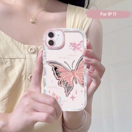 Casing Ponsel Manis Segar Pink Butterfly Mirror Face Phone Case Cocok untuk iPhone 13 11